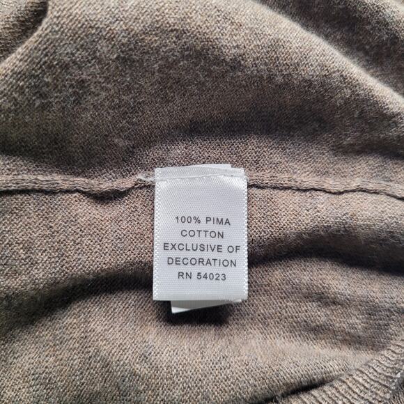 Banana Republic Sweater Womens Large Brown Ruffle Trim Cardigan Pima Cotton Soft - Picture 7 of 9